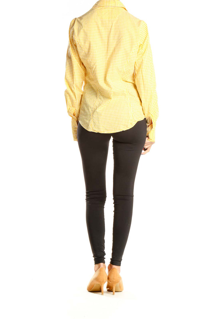 Yellow Checkered Formal Top