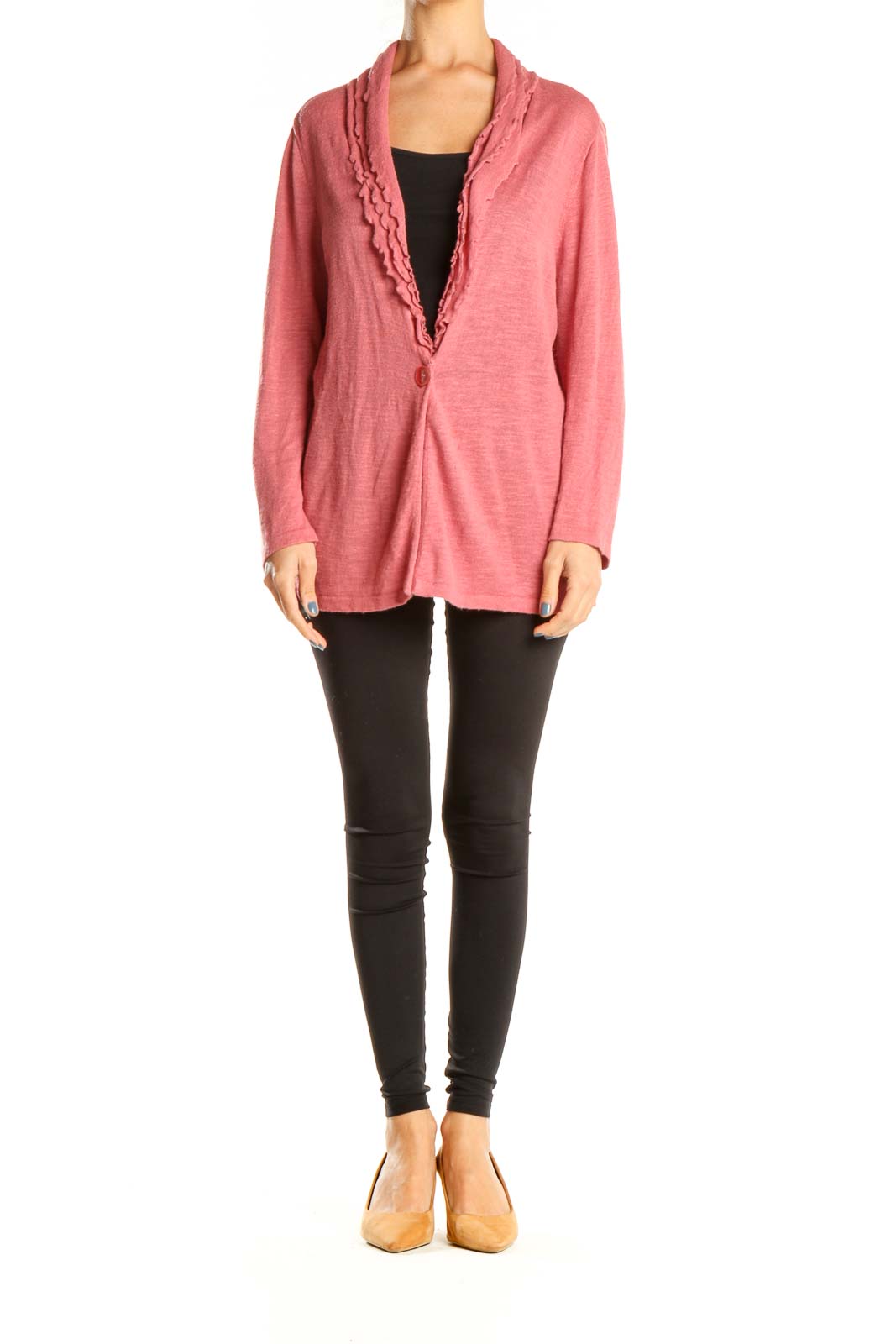 Pink Ruffle Cardigan