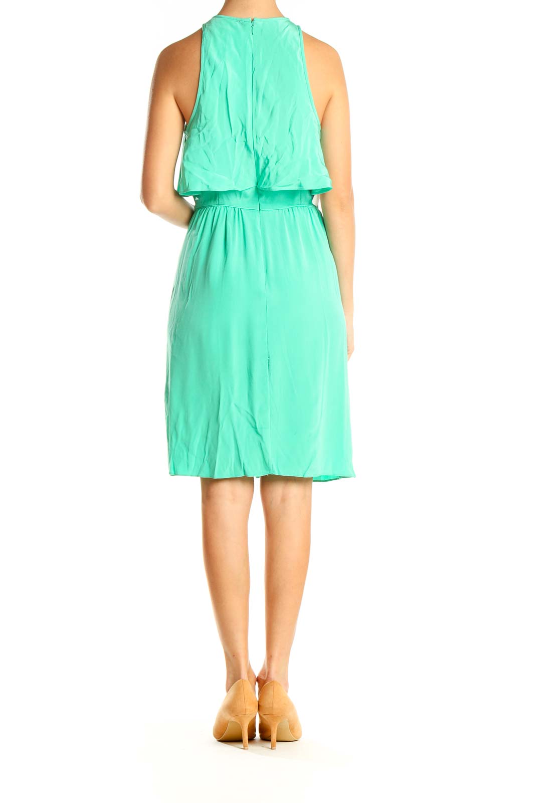 Green Retro High Neck Fit & Flare Dress