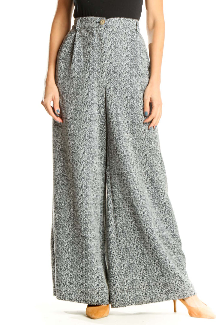 Gray Printed Retro Wide Leg Pants