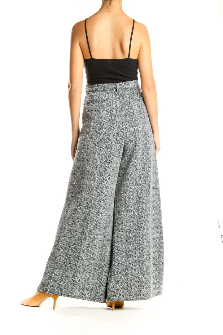 Gray Printed Retro Wide Leg Pants