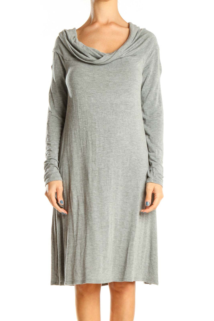 Gray Classic Cowl Neck Dress