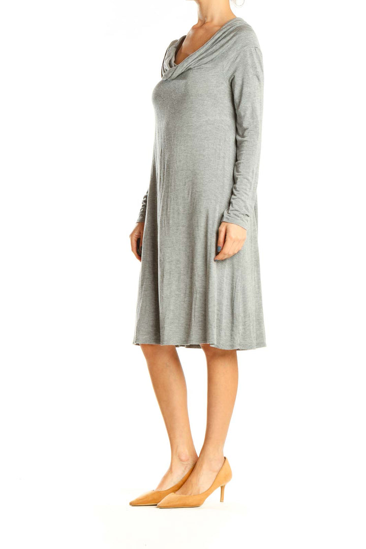 Gray Classic Cowl Neck Dress