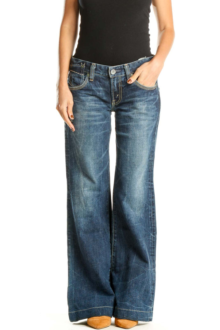 Blue Retro Wide Leg Jeans