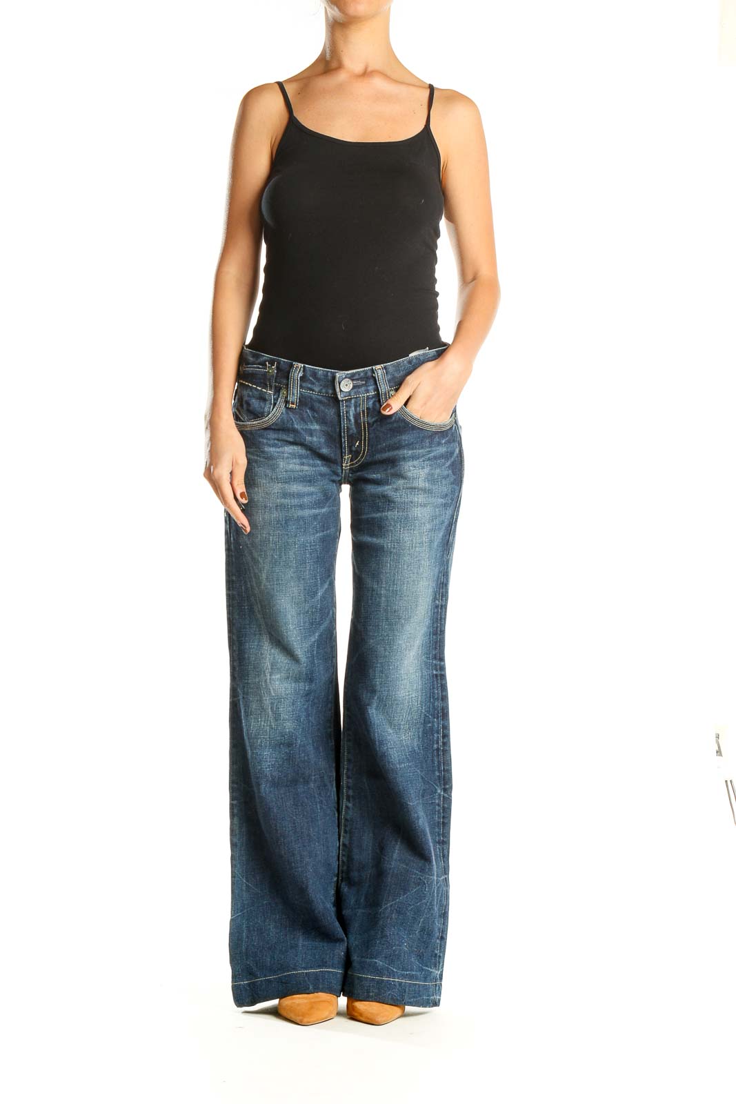 Blue Retro Wide Leg Jeans