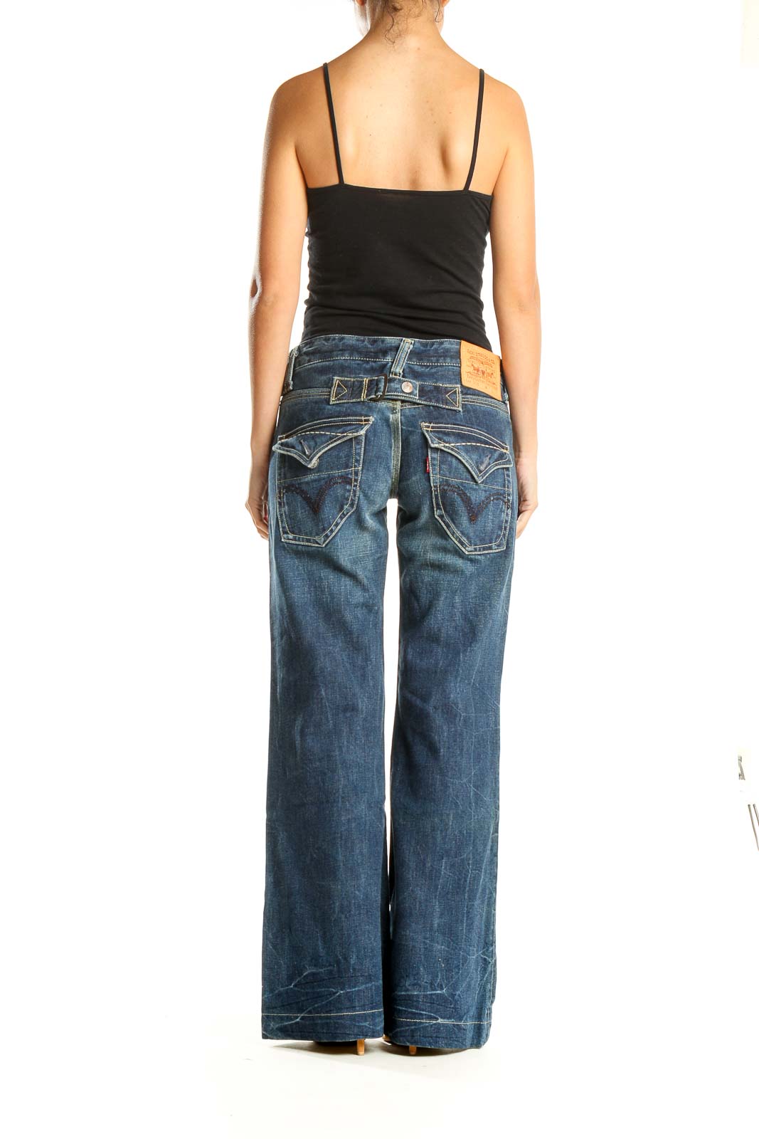 Blue Retro Wide Leg Jeans