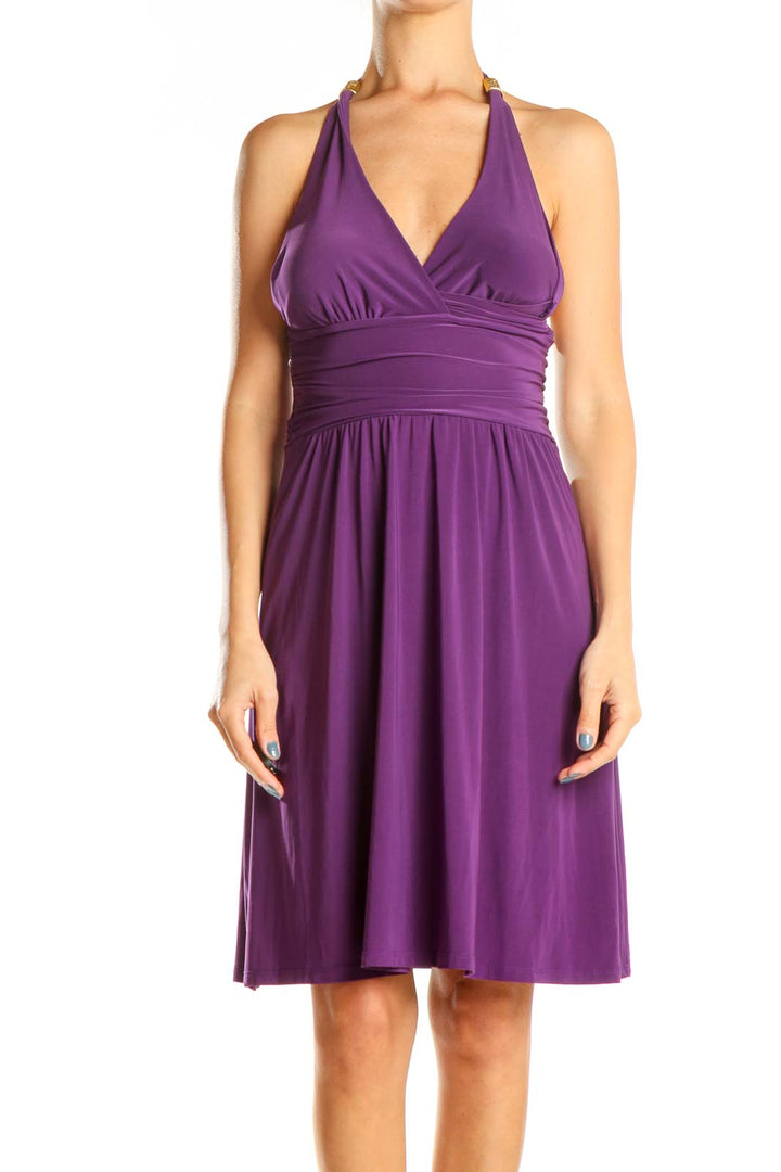 Purple Halter Fit & Flare Dress