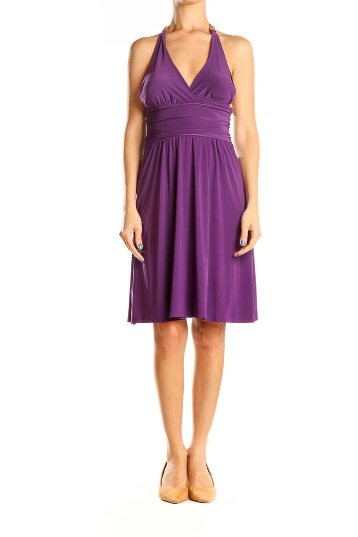 Purple Halter Fit & Flare Dress