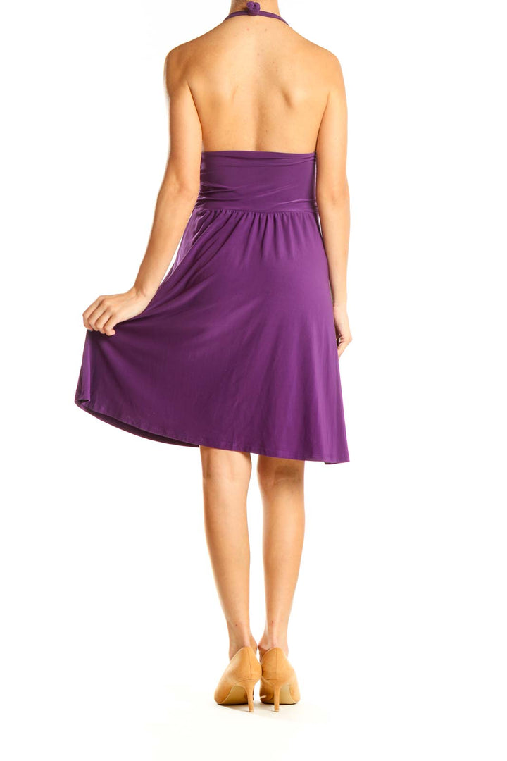 Purple Halter Fit & Flare Dress