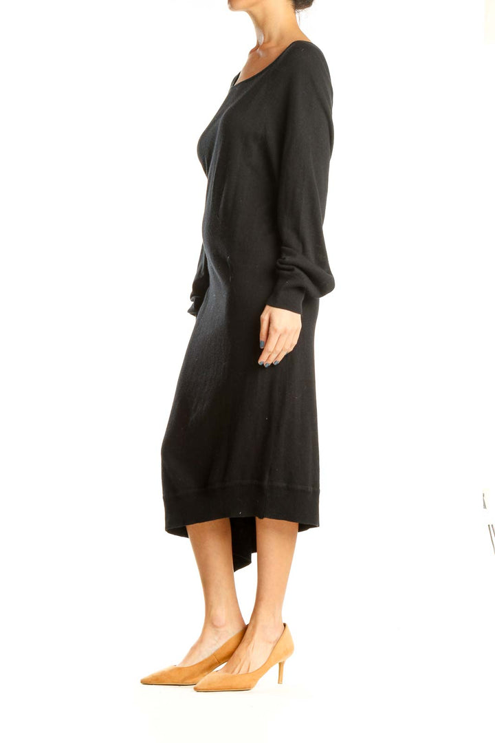 Black Classic Long Sleeve A-Line Dress