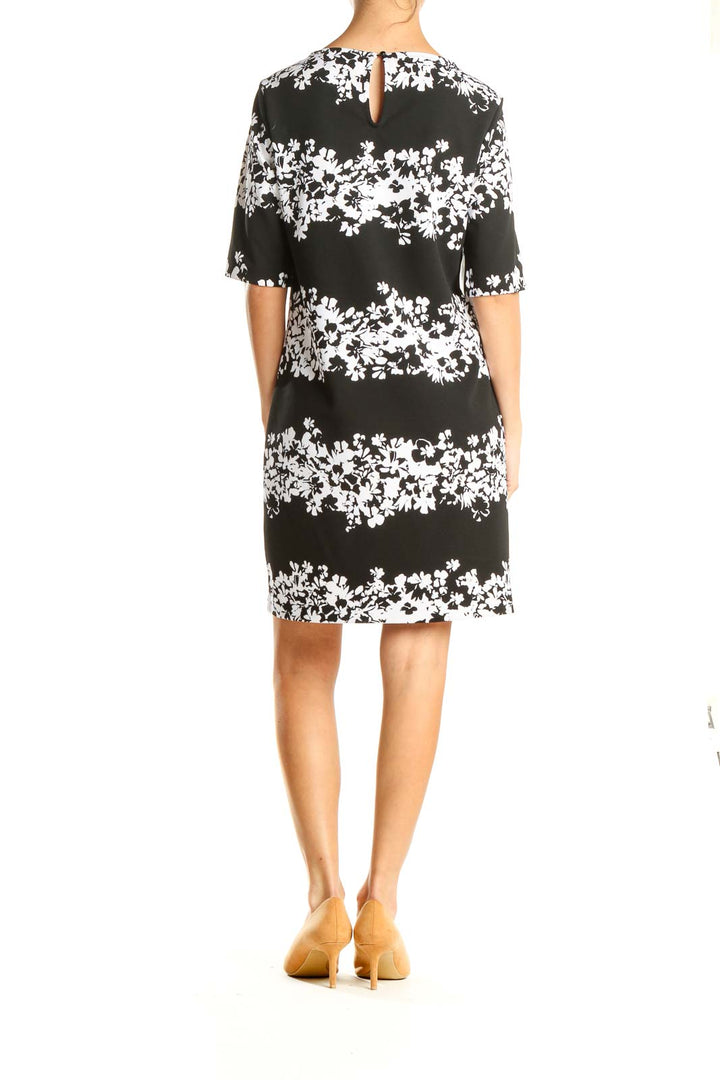 Black White Floral Day Sheath Dress