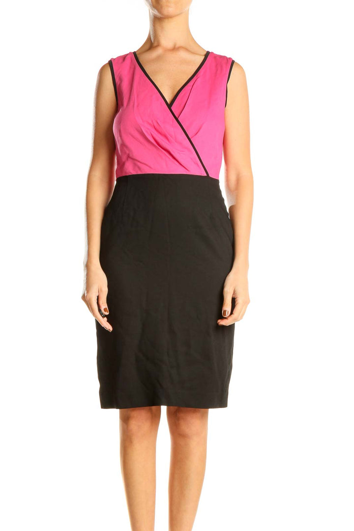 Black Pink Classic Sheath Dress