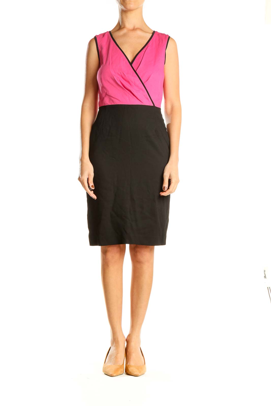 Black Pink Classic Sheath Dress