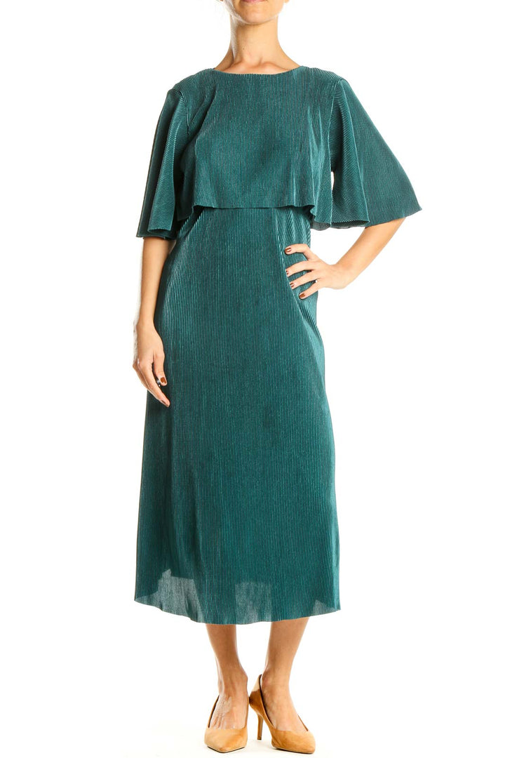 Green Ribbed Column Dress