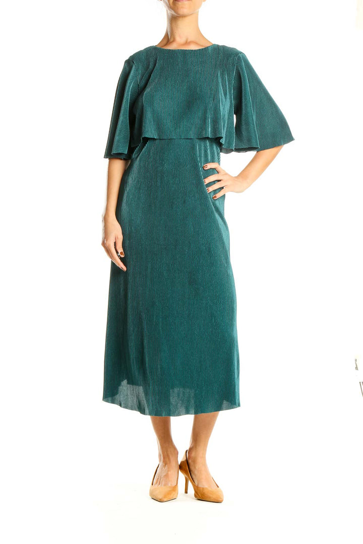 Green Ribbed Column Dress