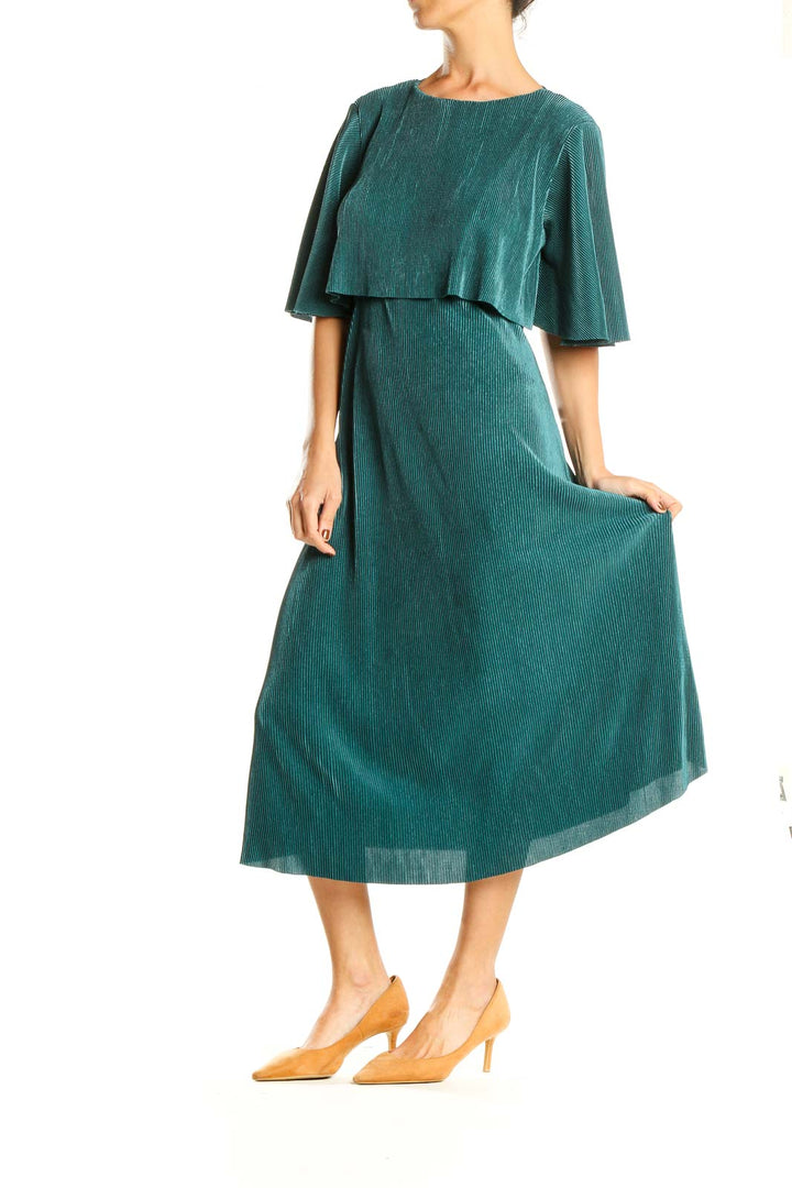 Green Ribbed Column Dress