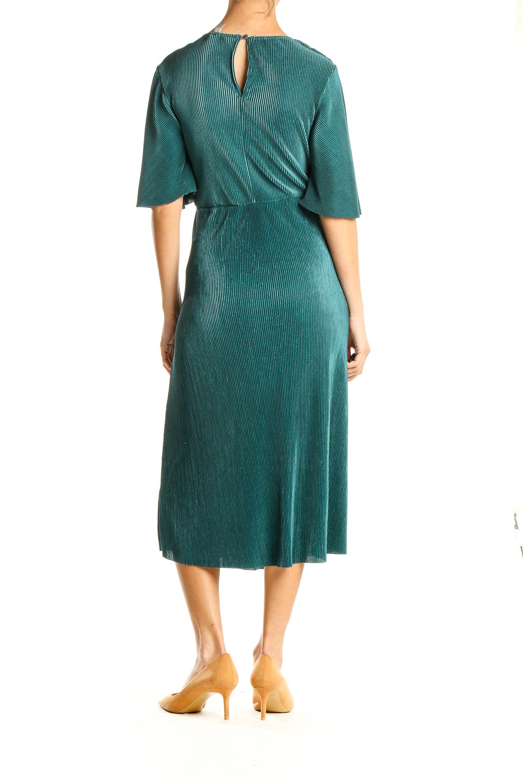 Green Ribbed Column Dress