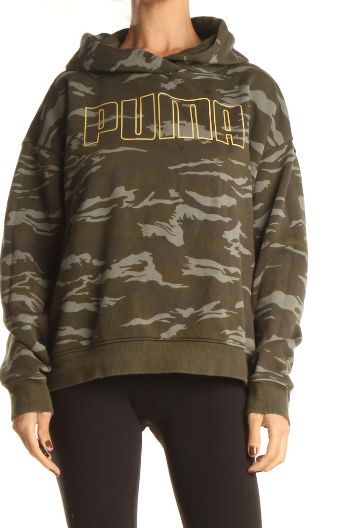 Green Camouflage Print Sweatshirt