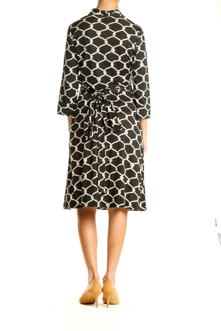 Black Printed Retro A-Line Dress