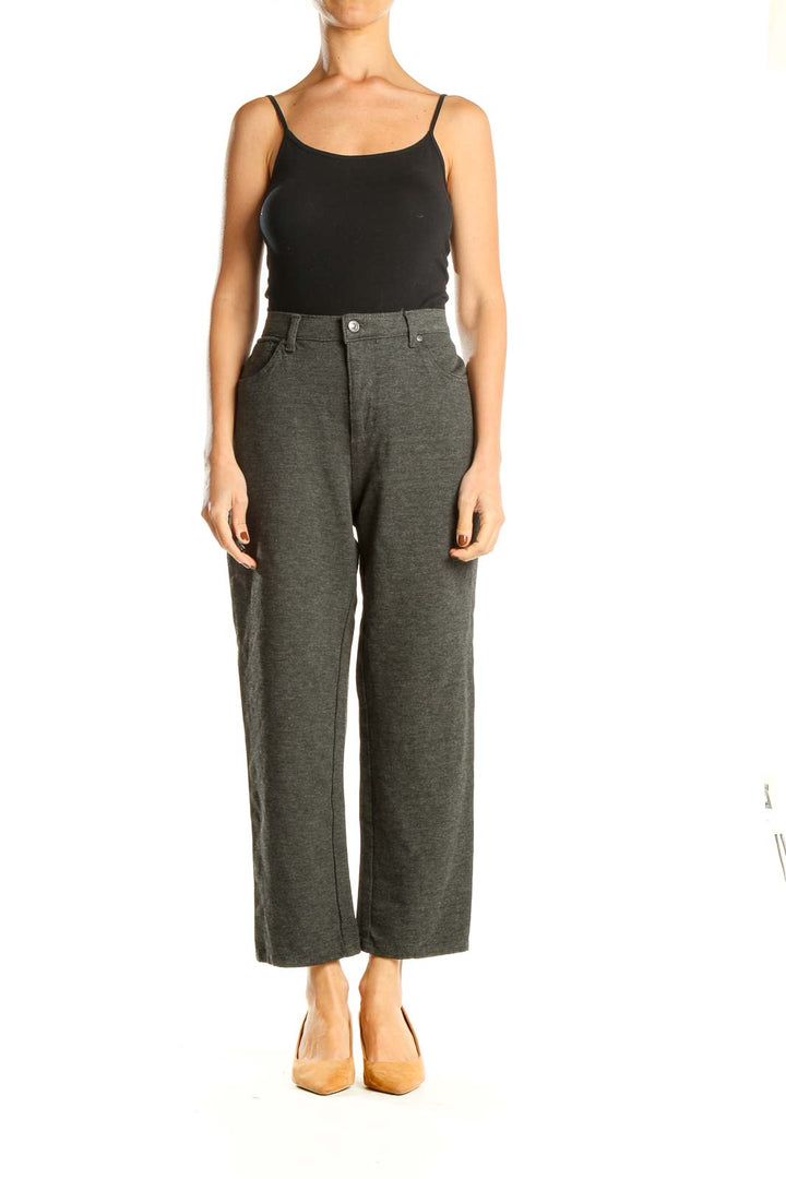 Gray Casual Straight Leg Pants