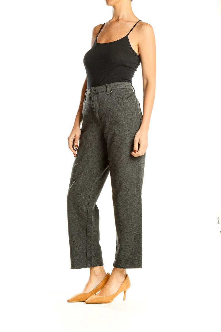 Gray Casual Straight Leg Pants