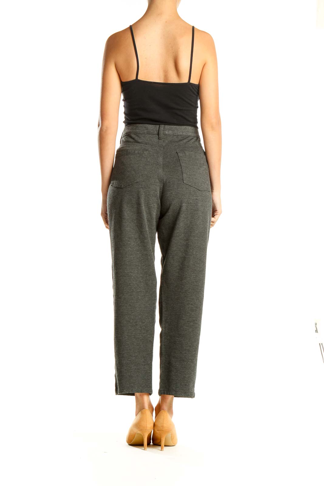 Gray Casual Straight Leg Pants