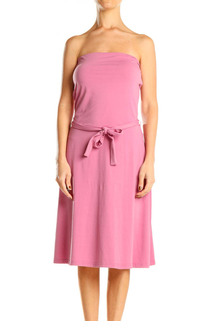 Pink Strapless Fit & Flare Dress