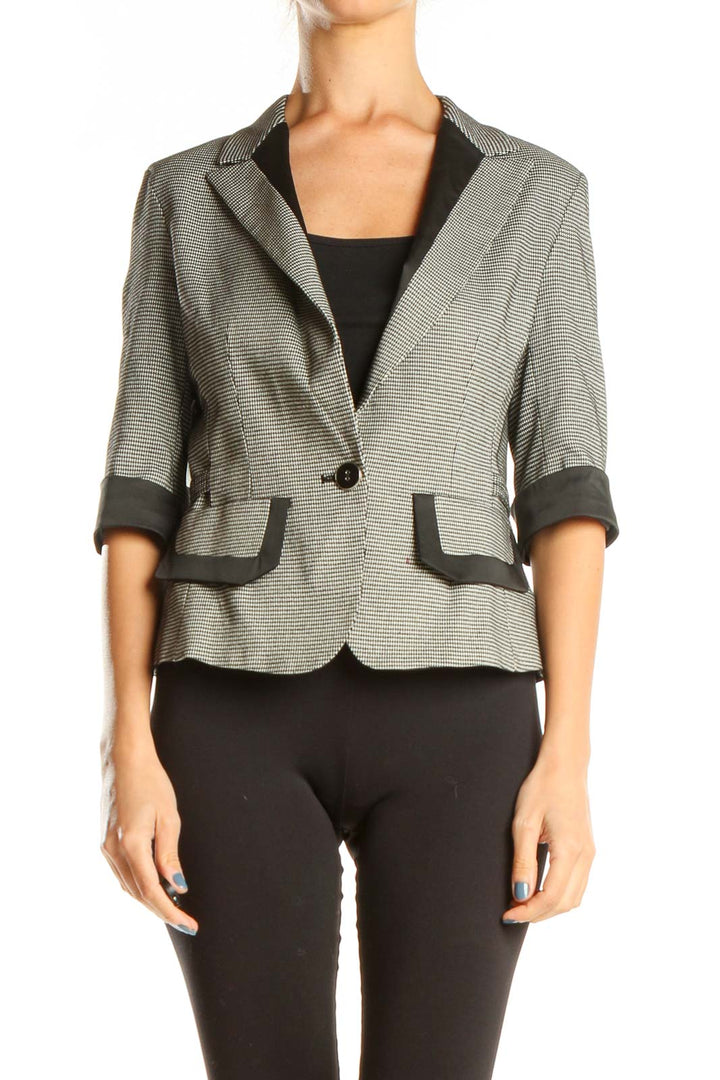 Gray Black Houndstooth Blazer