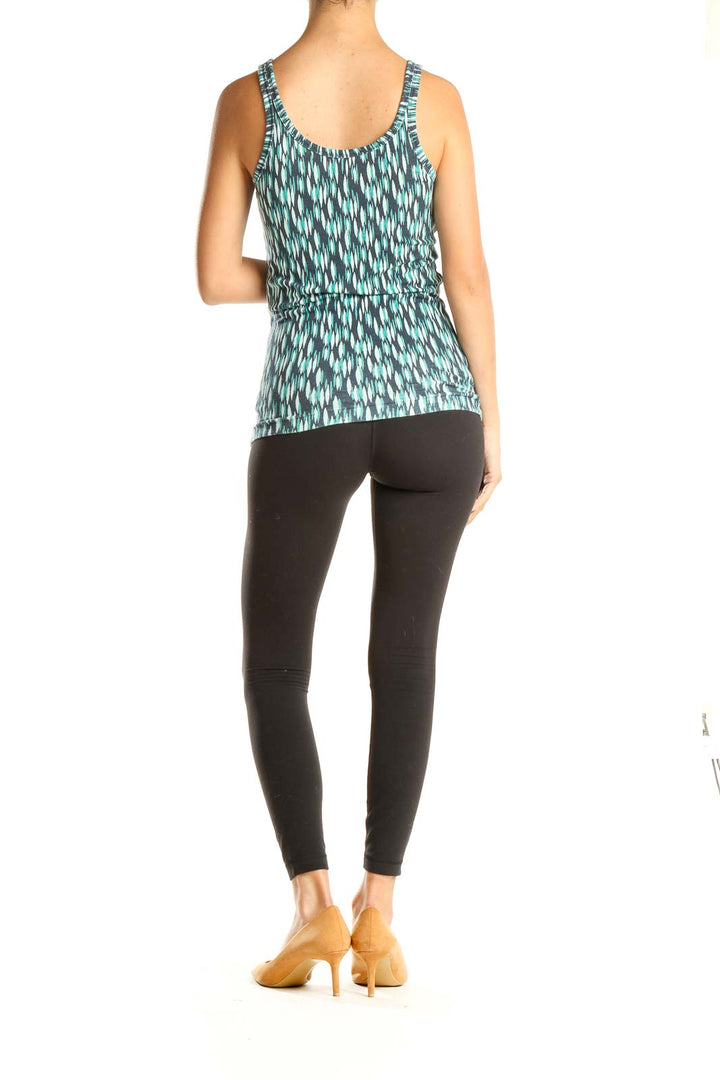 Blue Printed Activewear Top