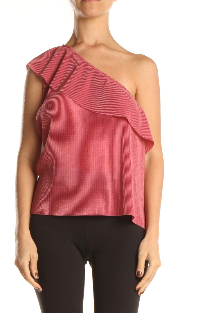 Pink Ribbed One Shoulder Chic Top