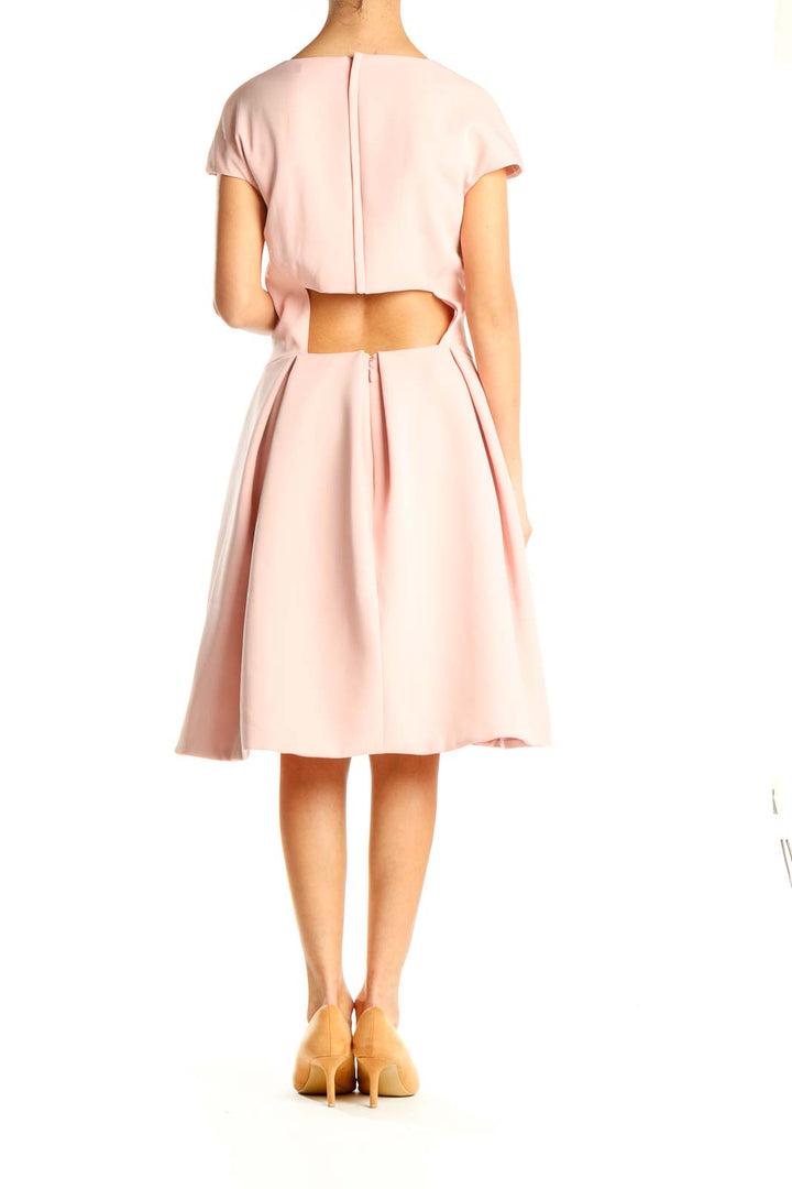 Pink V-Neck Classic Fit & Flare Dress