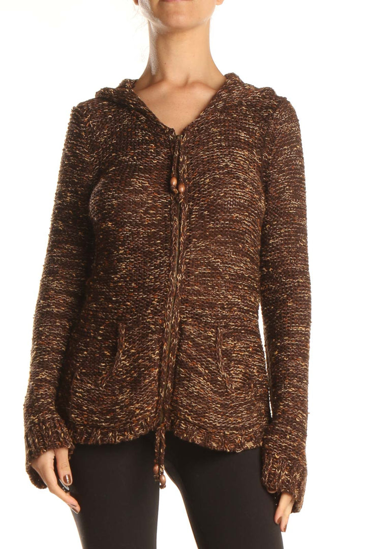 Brown All Day Wear Sweater With Hood