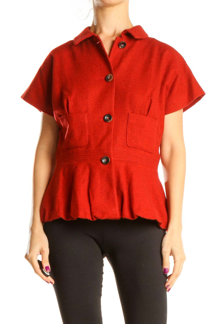 Red Short Sleeve Retro Mini Coat