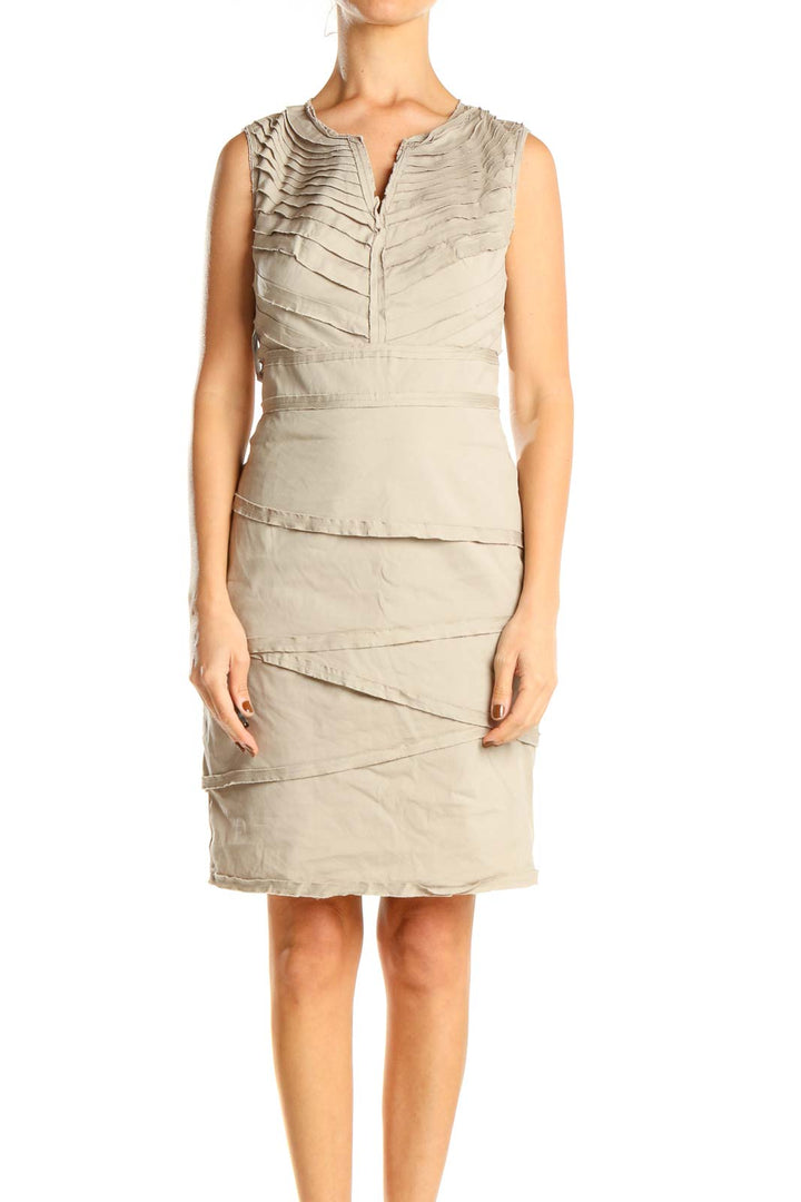 Beige Retro Sheath Dress