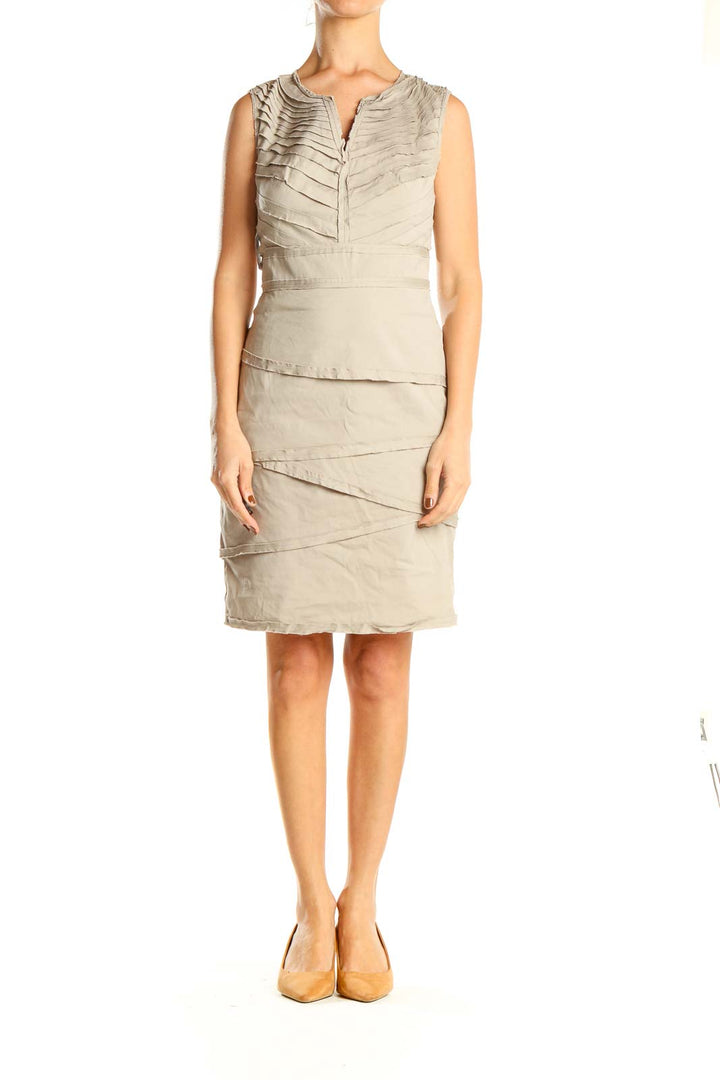 Beige Retro Sheath Dress