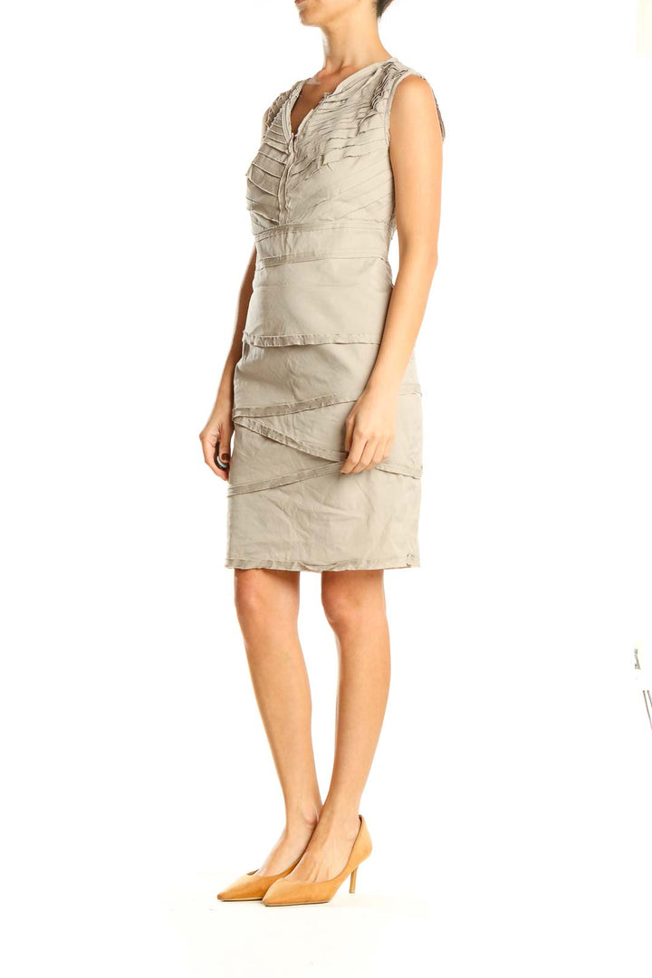 Beige Retro Sheath Dress