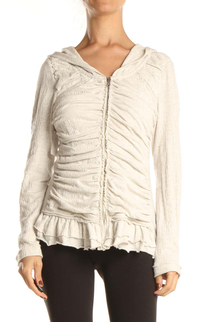 Beige Ruffle Sweatshirt