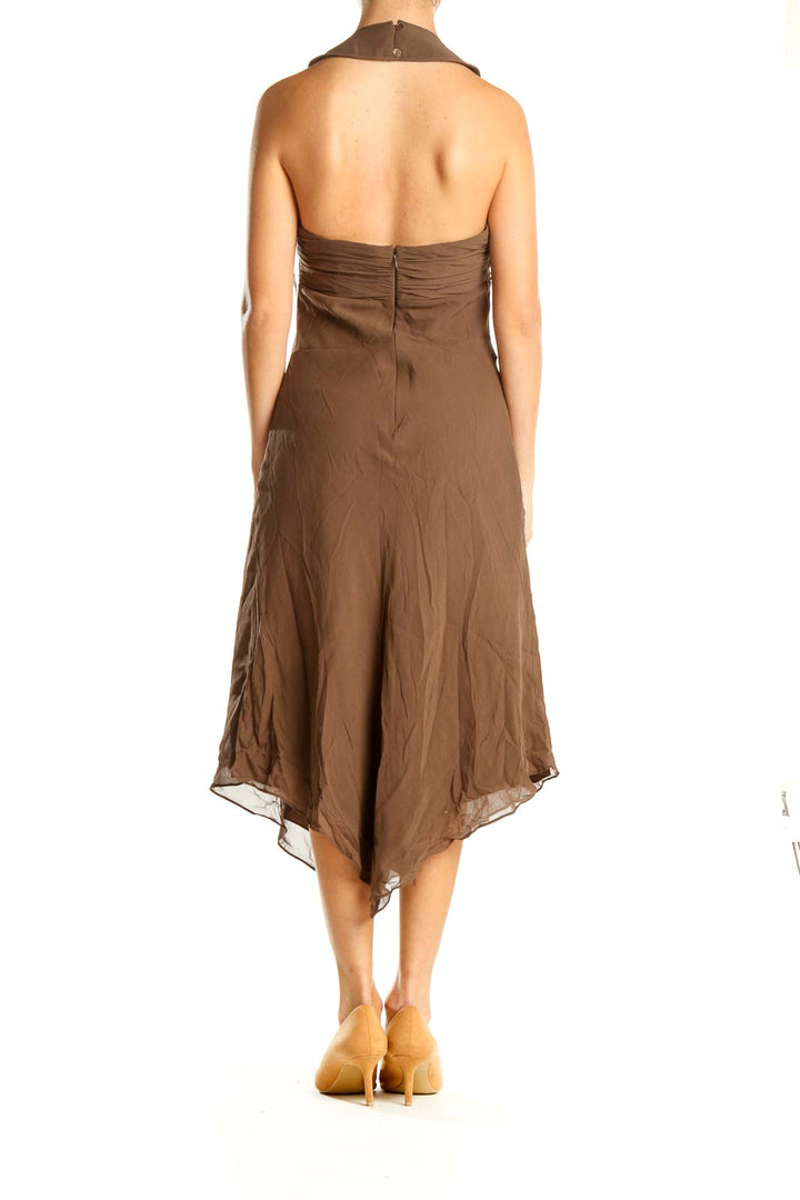 Brown Retro Halter Dress