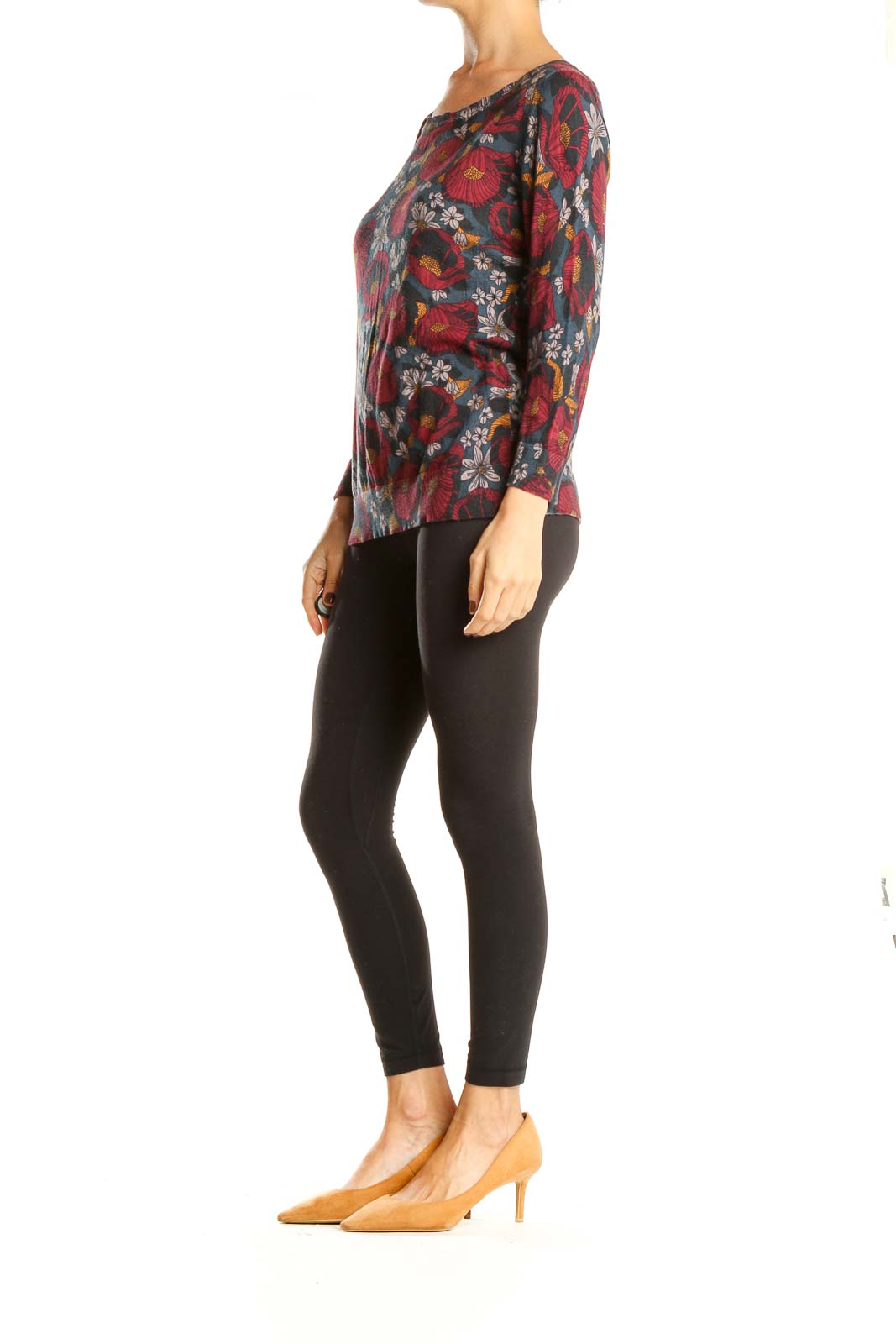 Multicolor Floral Print Retro Long Sleeve Top