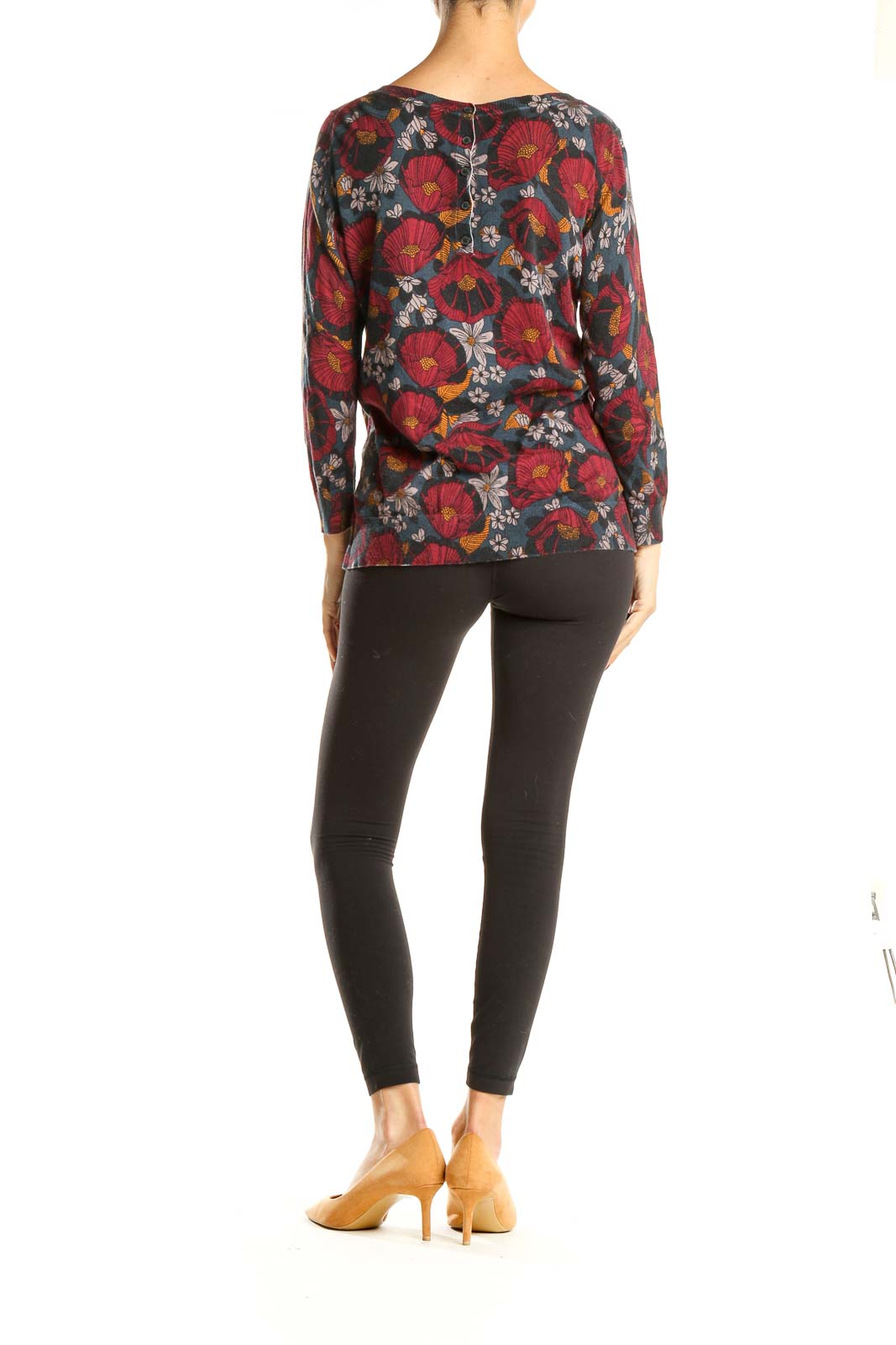 Multicolor Floral Print Retro Long Sleeve Top