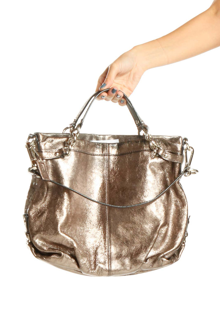 Brown Gray Shimmer Satchel Bag