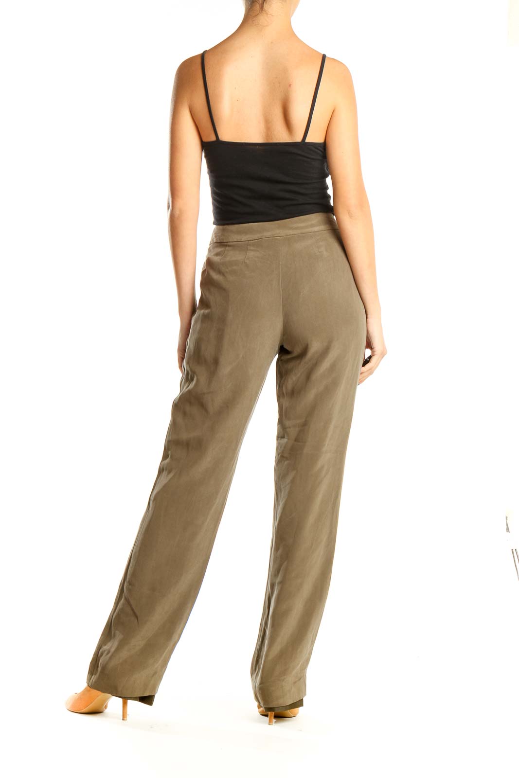 Brown Textured Classic Trousers