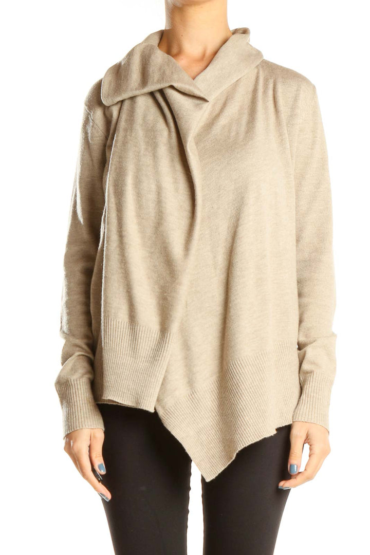 Beige Chic Drape Sweater