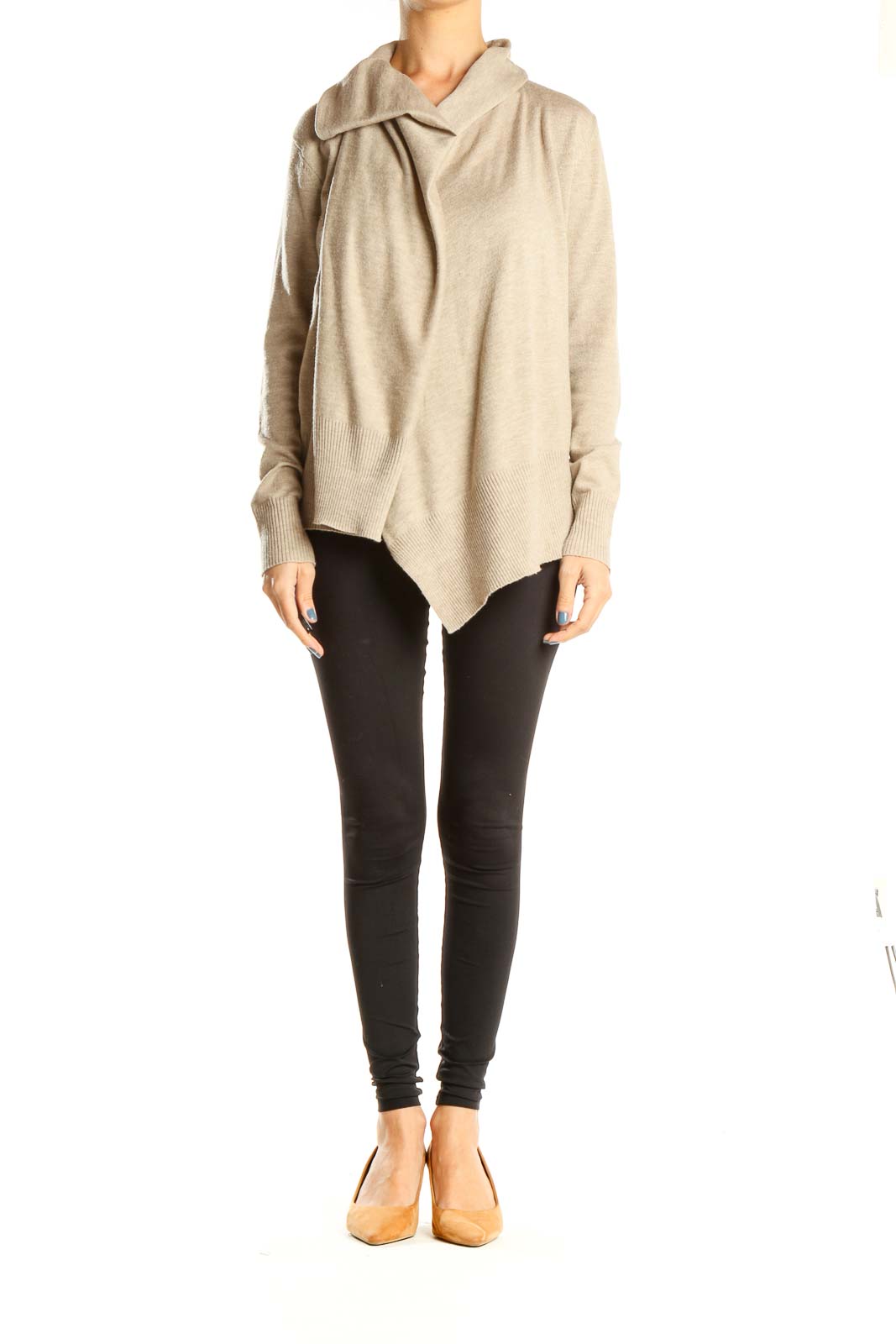 Beige Chic Drape Sweater