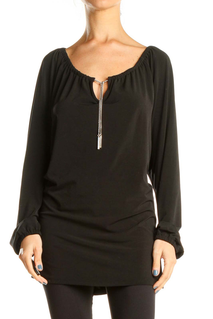 Black Blouse With Chain Detail