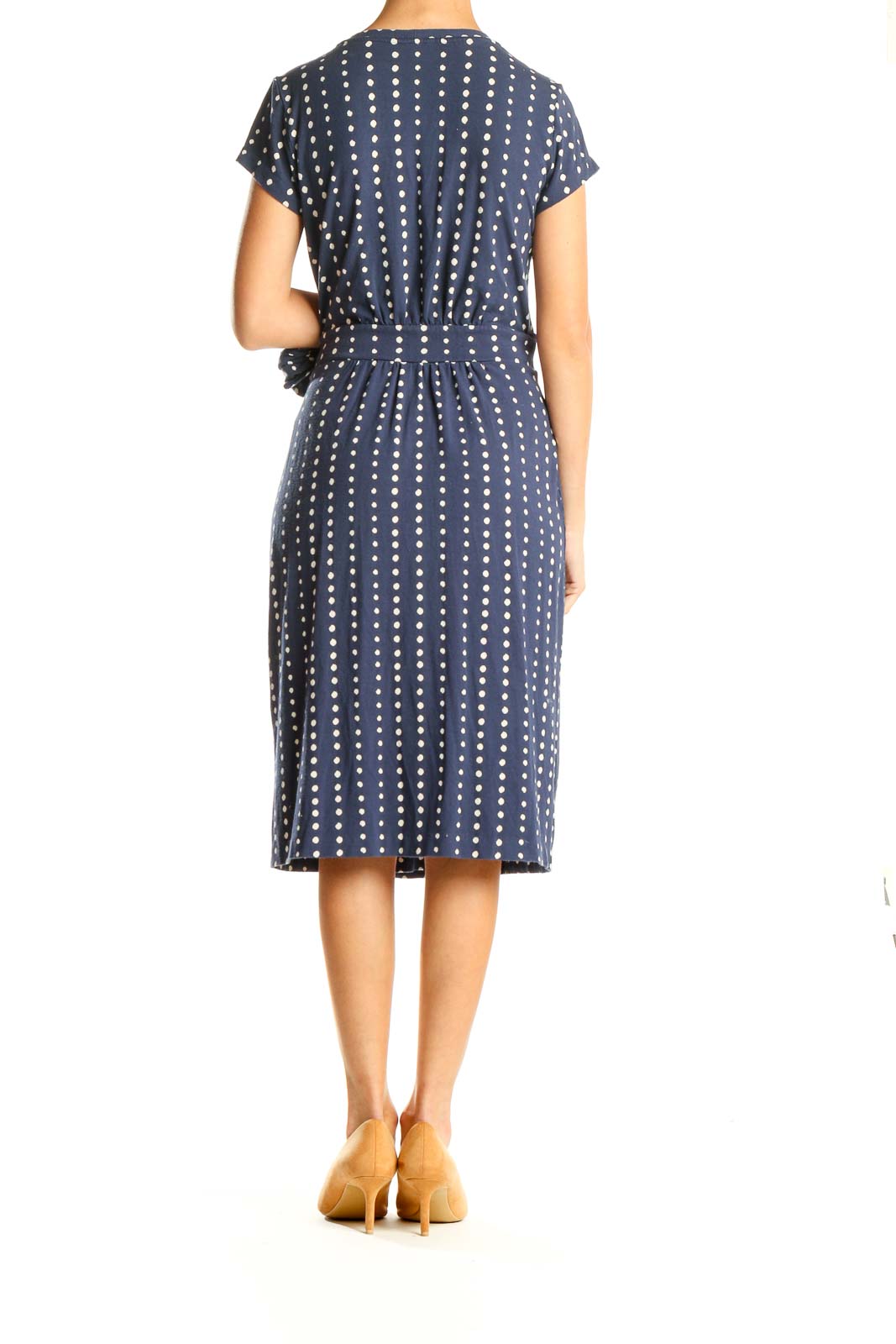 Blue White Polka Dot Wrap Classic Dress