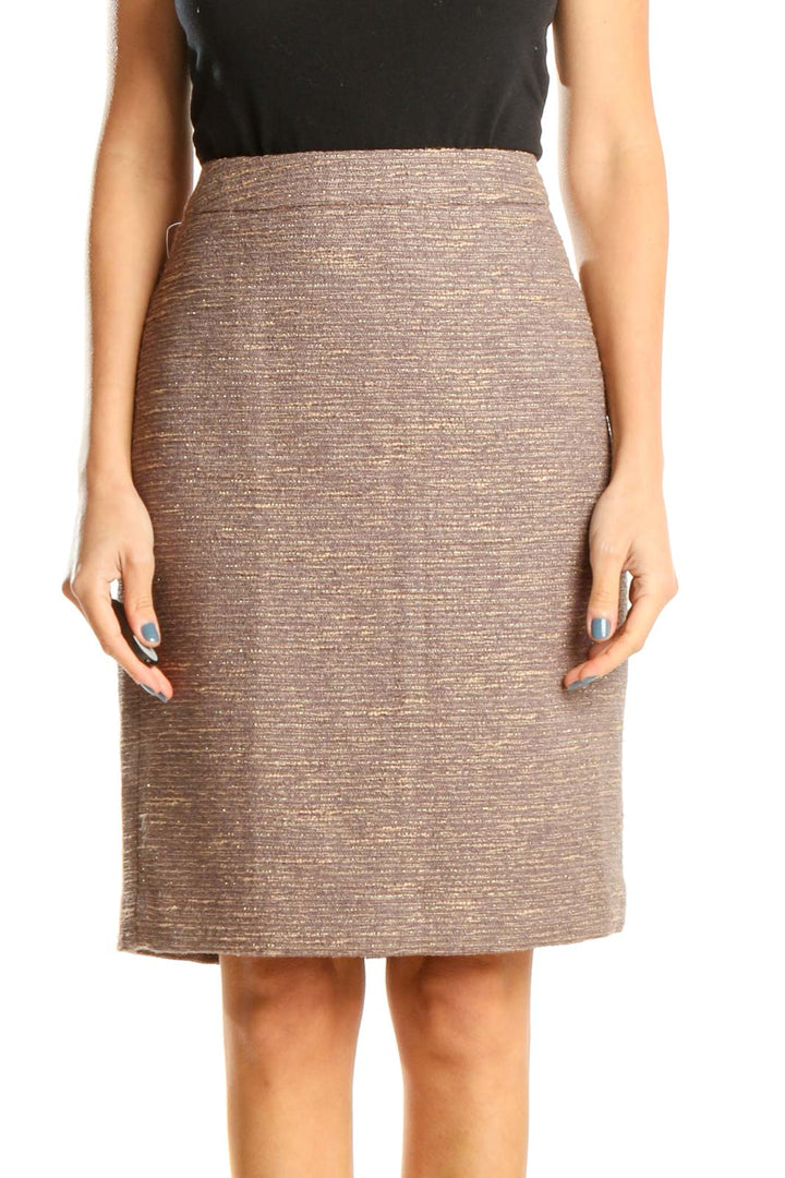 Multicolor Textured Classic Pencil Skirt