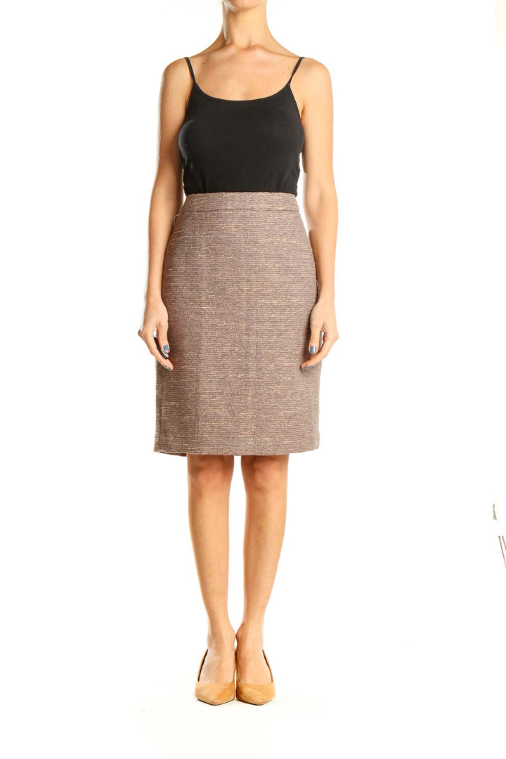 Multicolor Textured Classic Pencil Skirt