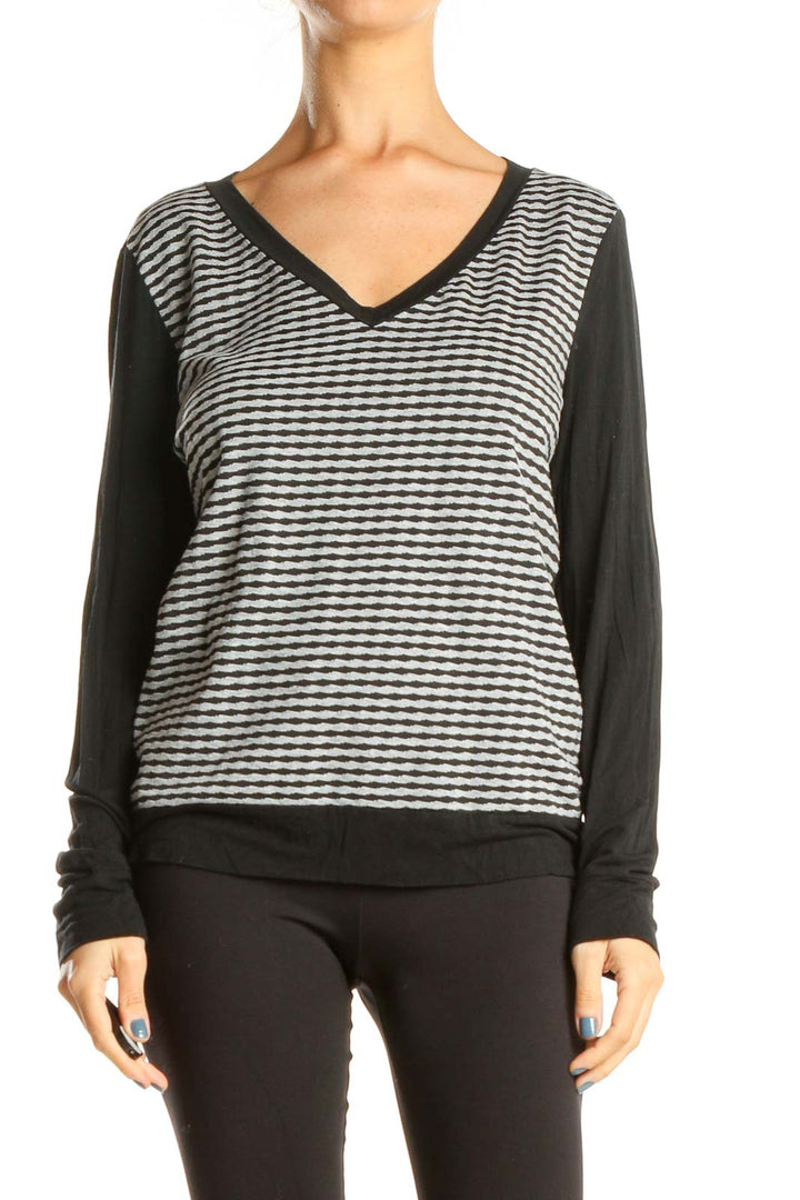 Black Gray Printed All Day Wear Top