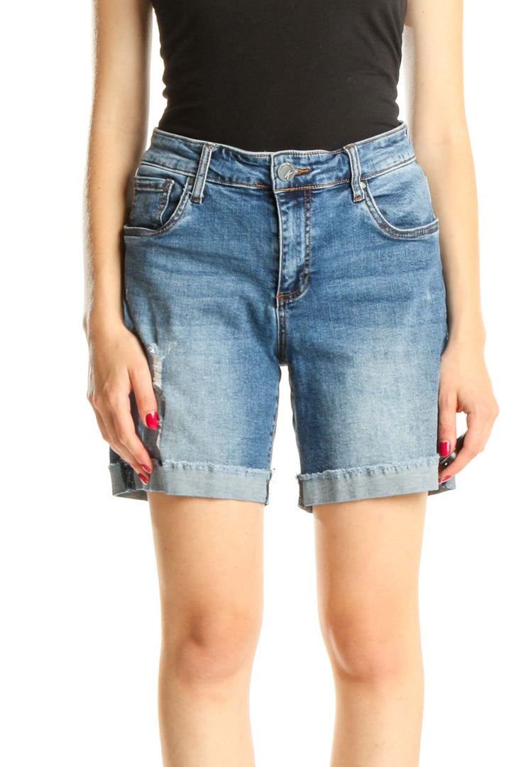 Blue Denim Casual Shorts